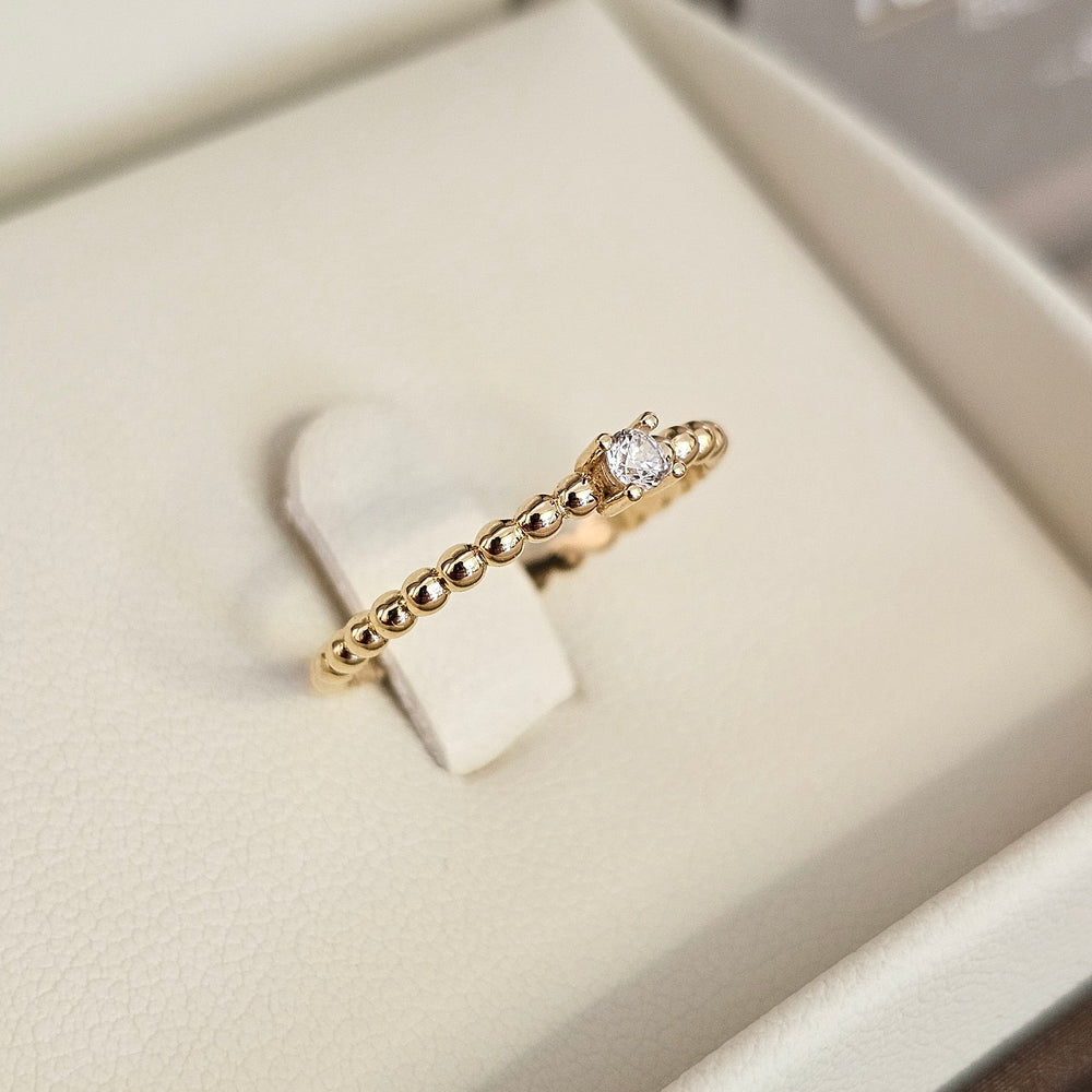 750er Gelbgold Kugelring mit Zirkon – fein & modern (3)