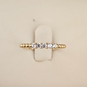 750er Kugelring aus Gelbgold mit 5 Zirkonen – elegant & funkelnd (5)