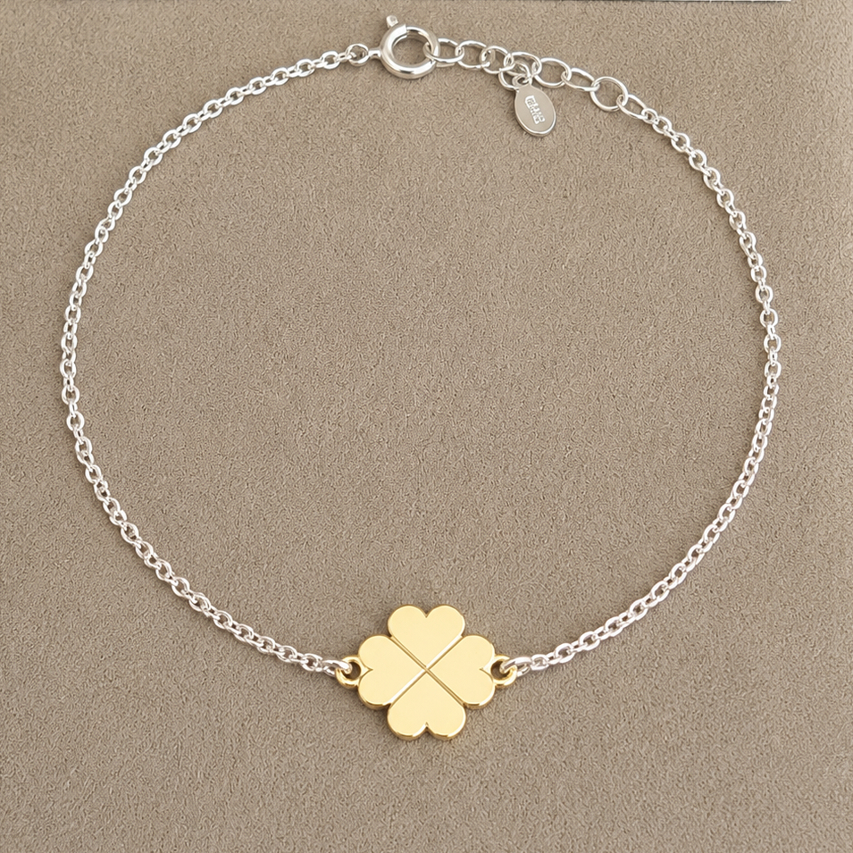 Armband mit Viererklee – 750 Gold & 925 Silber