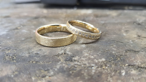 Gelbgold Flach Eismatt Diamanten