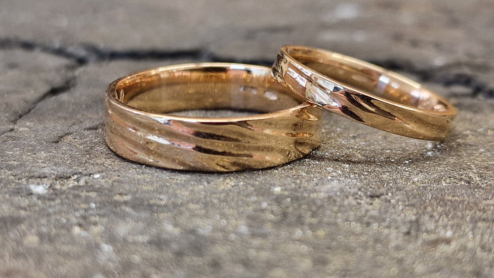 Rotgold Flach Rillenmuster
